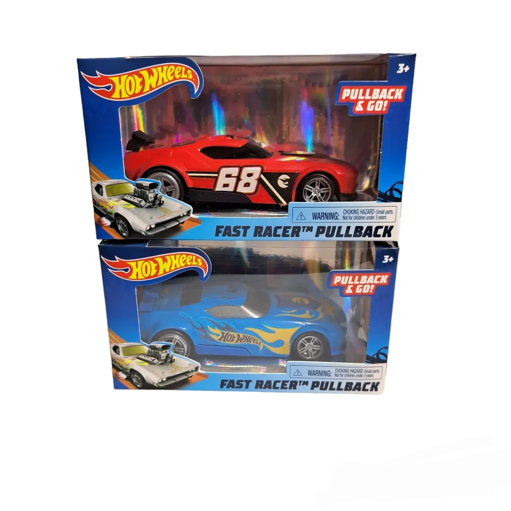 Hot Wheels Lot/2 Boys Pullback‎ Racers Blue & Red Fast Fish Cars